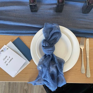 Classic Blue Wedding Cheesecloth Napkin Set of 4 Farmhouse Wedding Centerpiece Table Decoration Hand Dyed Gauze Napkins Boho Wedding Napkins