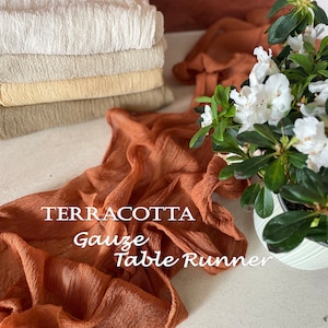 Terracotta Gauze Wedding Centerpiece Terracotta Cheese Cloth Table Runner Hand Dyed Cotton Fabric Rustic Tablecloth Boho Wedding Napkin