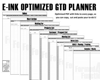 GTD Inspiriertes, E-Ink Optimiertes Arbeitsbuch für den Verkauf - Verlinkte Seiten für einfache Navigation!