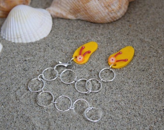 Handmade Polymer Clay Flip Flop Stitch Marker: Knitting Row Counter