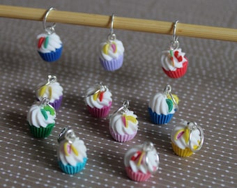 Anneaux marqueurs - Knitting Stitch Markers Handmade - Cupcake - Gift for Knitters – Wool Project Accessorie