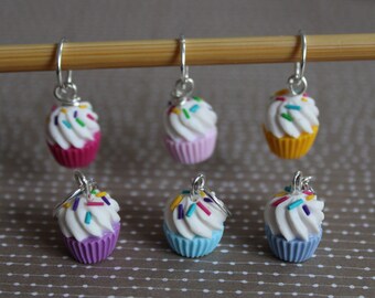 Anneaux marqueurs - Knitting Stitch Markers Handmade - Rainbow Cupcake - Gift for Knitters – Wool Project Accessories