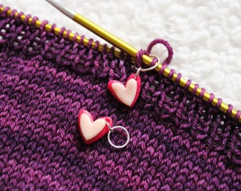 Anneaux marqueurs - Knitting Stitch Markers Handmade - Small Hearts - Gift for Knitters – Wool Project Accessories
