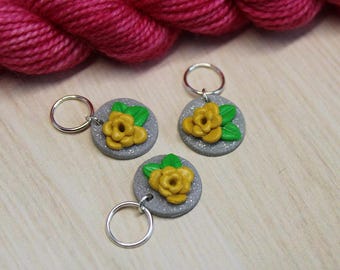 Anneaux marqueurs - Knitting Stitch Markers Handmade - Daffodil - Gift for Knitters – Wool Project Accessorie