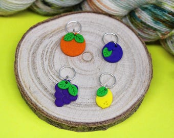 Anneaux marqueurs - Knitting Stitch Markers Handmade - Fruits (set of 4)- Gift for Knitters – Wool Project Accessories