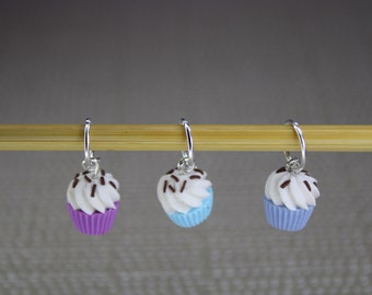 Anneaux marqueurs - Knitting Stitch Markers Handmade - Cupcake with chocolat - Gift for Knitters – Wool Project Accessorie