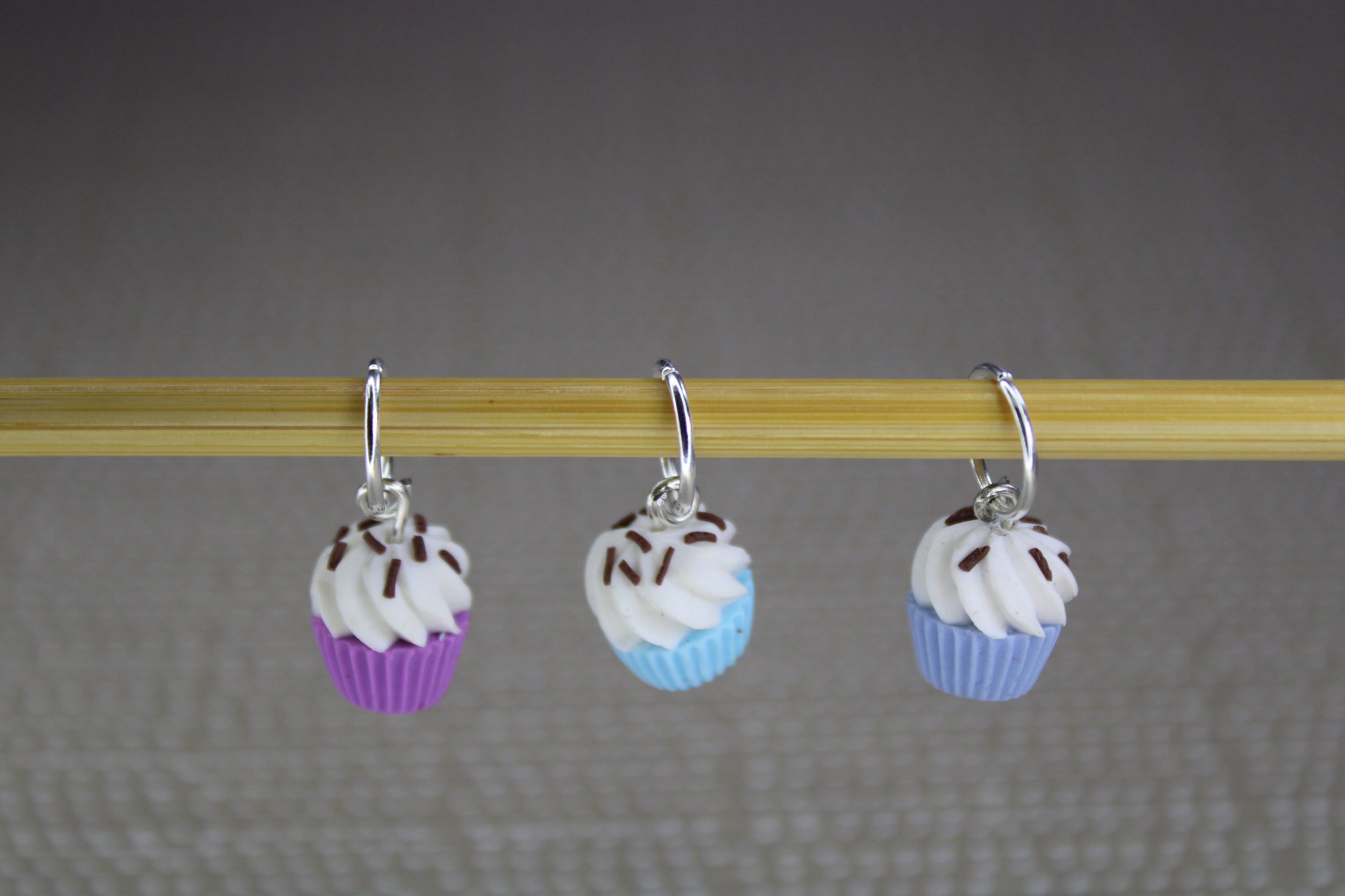 Boucles D'oreilles Mini Cup Cake En Fimo - Multicolores - Dormeuses En Acier - Neuves