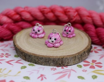 Anneaux marqueurs - Knitting Stitch Markers Handmade - Pink Marble Octopus - Gift for Knitters – Wool Project Accessories