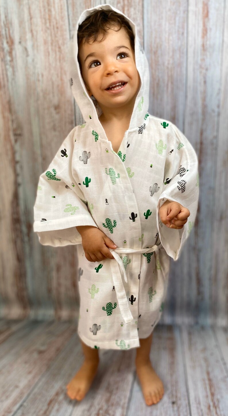 Toddler Bathrobe Muslin Robe Kids Bathrobe Kids Hooded Etsy