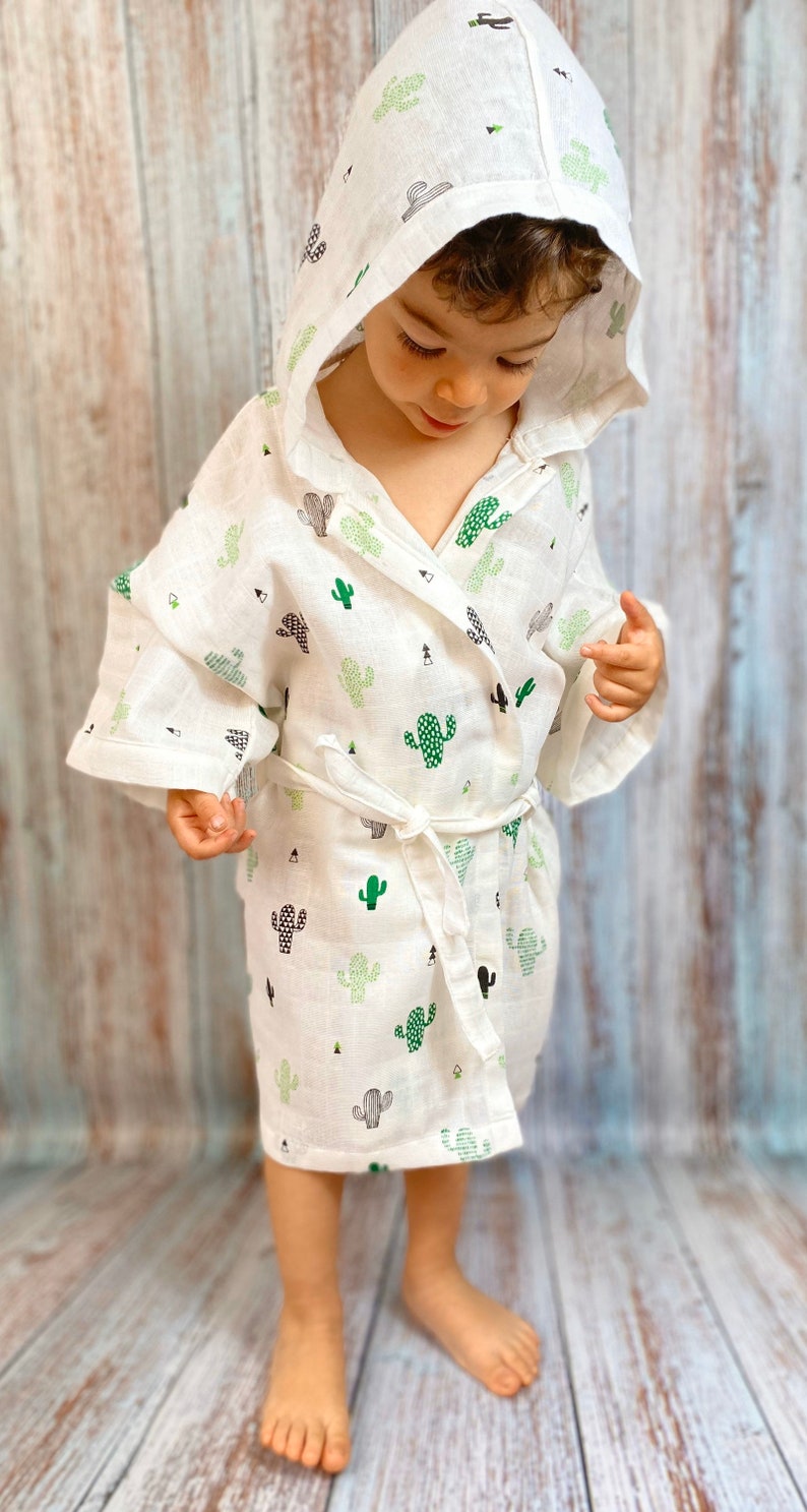 Toddler Bathrobe Muslin Robe Kids Bathrobe Kids Hooded Etsy