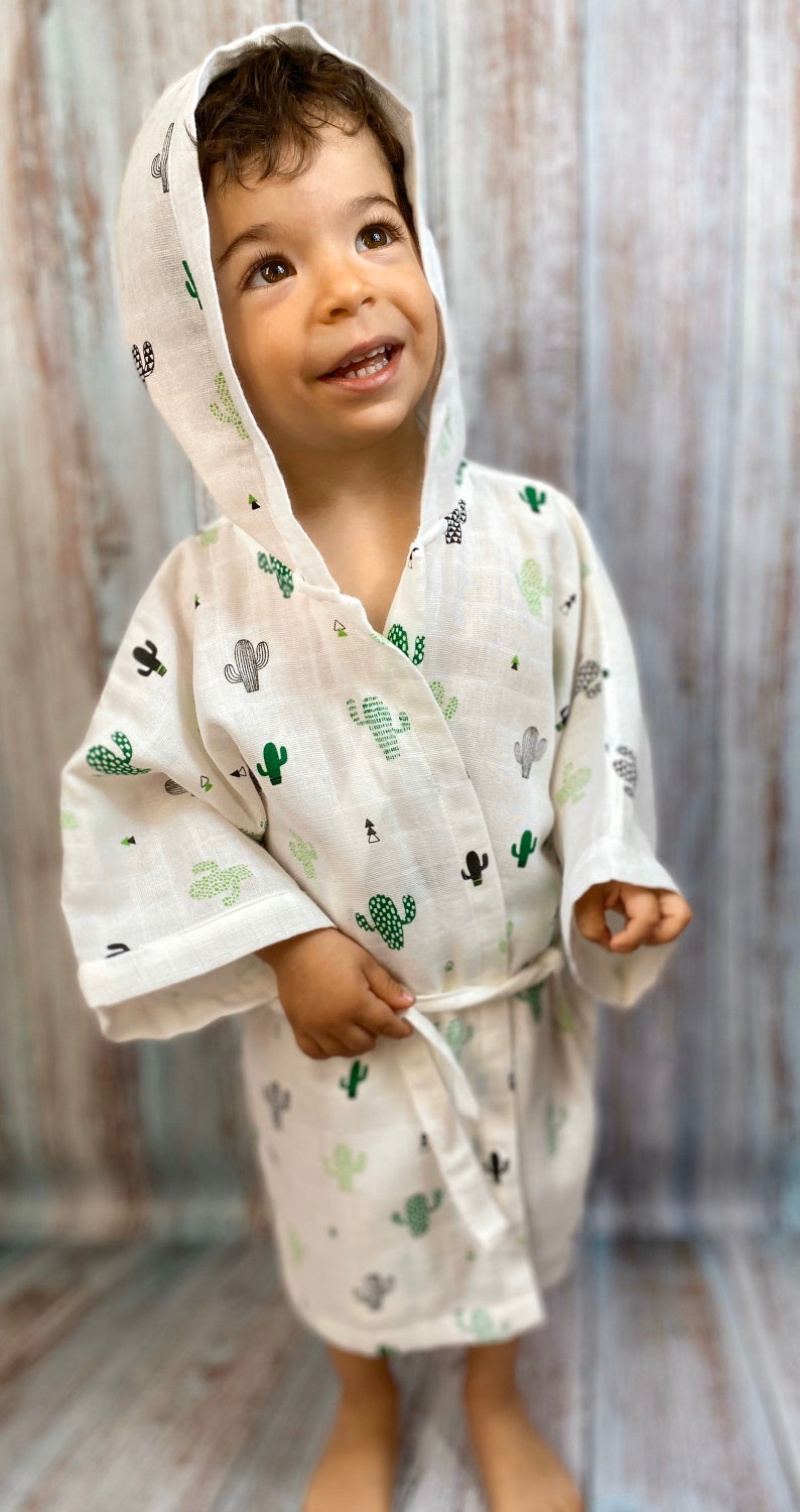 Toddler Bathrobe Muslin Robe Kids Bathrobe Kids Hooded Etsy