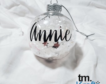 Plastic Ball Ornament, 3.26 Inch Round Clear, Personalized Name, Custom Name, Holiday Gift, Personalized Gift, Christmas Ornament