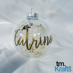 Personalized Name Ornament, 3&quot; Clear Glass Ornament, Christmas Ornament