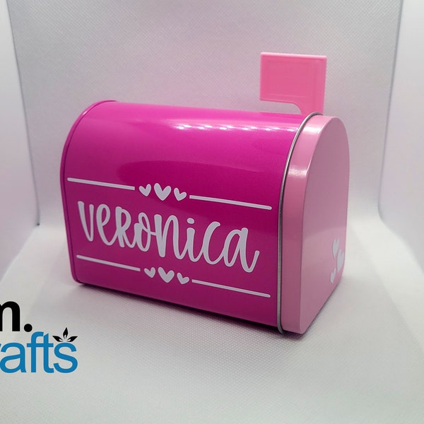 Personalized Mini Mailbox with Heart / Valentine's Day / Kids Gift / Student Gift / Party Favors / Festive Colors / Flag