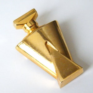 Vintage Guerlain Perfume Bottle Brooch Gold Plated Made in France