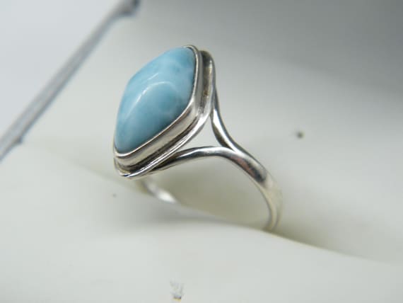 Sterling Silver and Larimar Statement Ring Size 6… - image 4