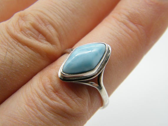 Sterling Silver and Larimar Statement Ring Size 6… - image 7