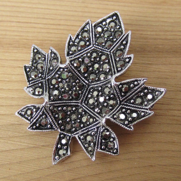 Boucher Brooch Maple Leaf Silver Tone and Marcasite Marcel Boucher Brooch Pin 1950s