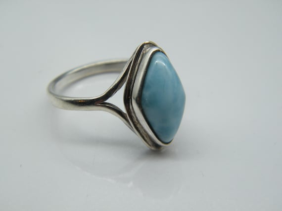 Sterling Silver and Larimar Statement Ring Size 6… - image 6