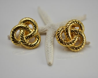 Monet Knot Goldfarbene Clip-On-Ohrringe Vintage-Seilknoten-Ohrringe