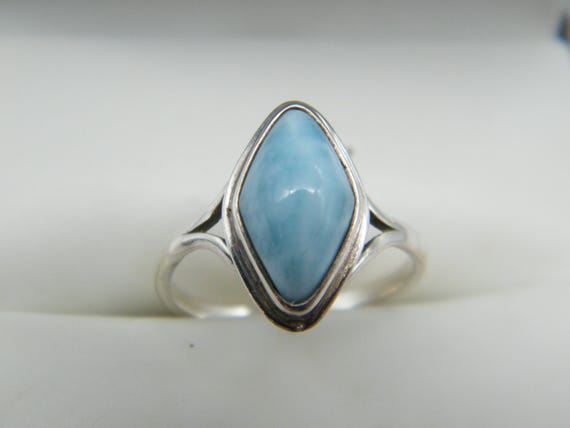 Sterling Silver and Larimar Statement Ring Size 6… - image 2