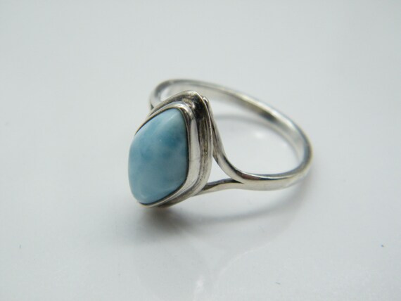 Sterling Silver and Larimar Statement Ring Size 6… - image 5