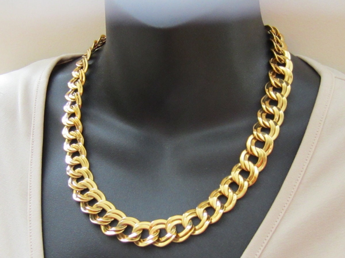 80s Vintage W Germany monotone × gold color design necklace