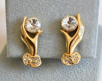 Boucles D’oreilles Clips Vintage – Argent Filigrane, Perles Lucite Rouge Et Cristal – Style Créole Sans Marque