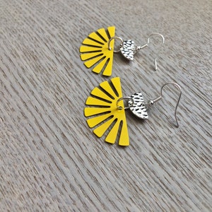 Silver Plated Drop Earrings Sun Earrings Yellow Sun Earrings Boho Jewellery Bright Jewellery Sunshine Gift