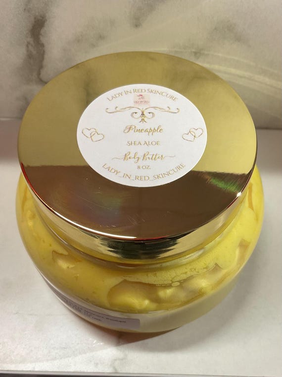 Pineapple Shea Aloe Body Butter: 24-Hour Moisture, Vitamins A & E - 8 oz