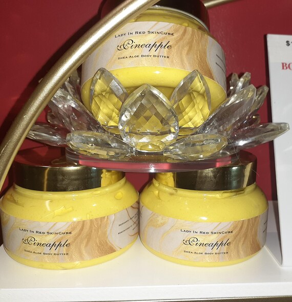 Pineapple Shea Aloe Body Butter: 24-Hour Moisture, Vitamins A & E - 8 oz