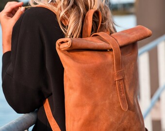 Leather Backpack Mavis 15" brown Tassen & portemonnees Rugzakken 