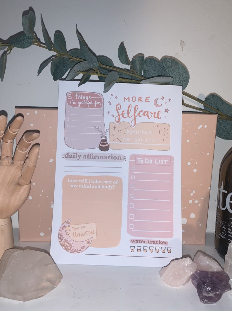 Self Care Productivity Notepad A5 Daily Productivity List Etsy