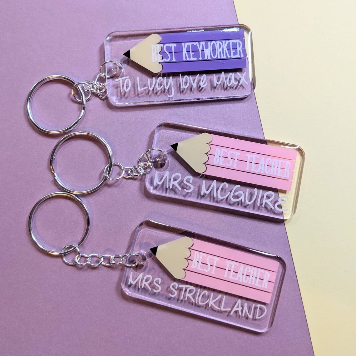 Key Ring Gift for Teachers Personalised Keychains Male Etsy