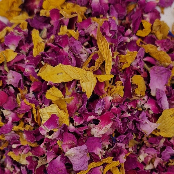 Natural 100% Biodegradable Confetti. Eco-Friendly Dried Wedding Confetti Petals. Yellow Sunflower + Rose Petals, Perfect for confetti throw!