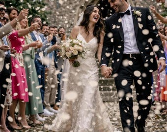 Confete biodegradável tamanho XL | Confete para casamento | Papel de arroz solúvel em água, ideal para decoração de casamento ecológica | 20 a 120+ convidados