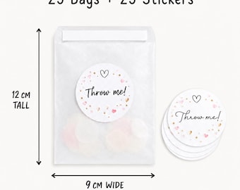 Biodegradable Wedding Confetti Bags and stickers x 25