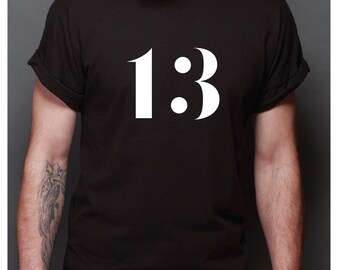 13 Unisex T-shirt (other 2 digit numbers available)