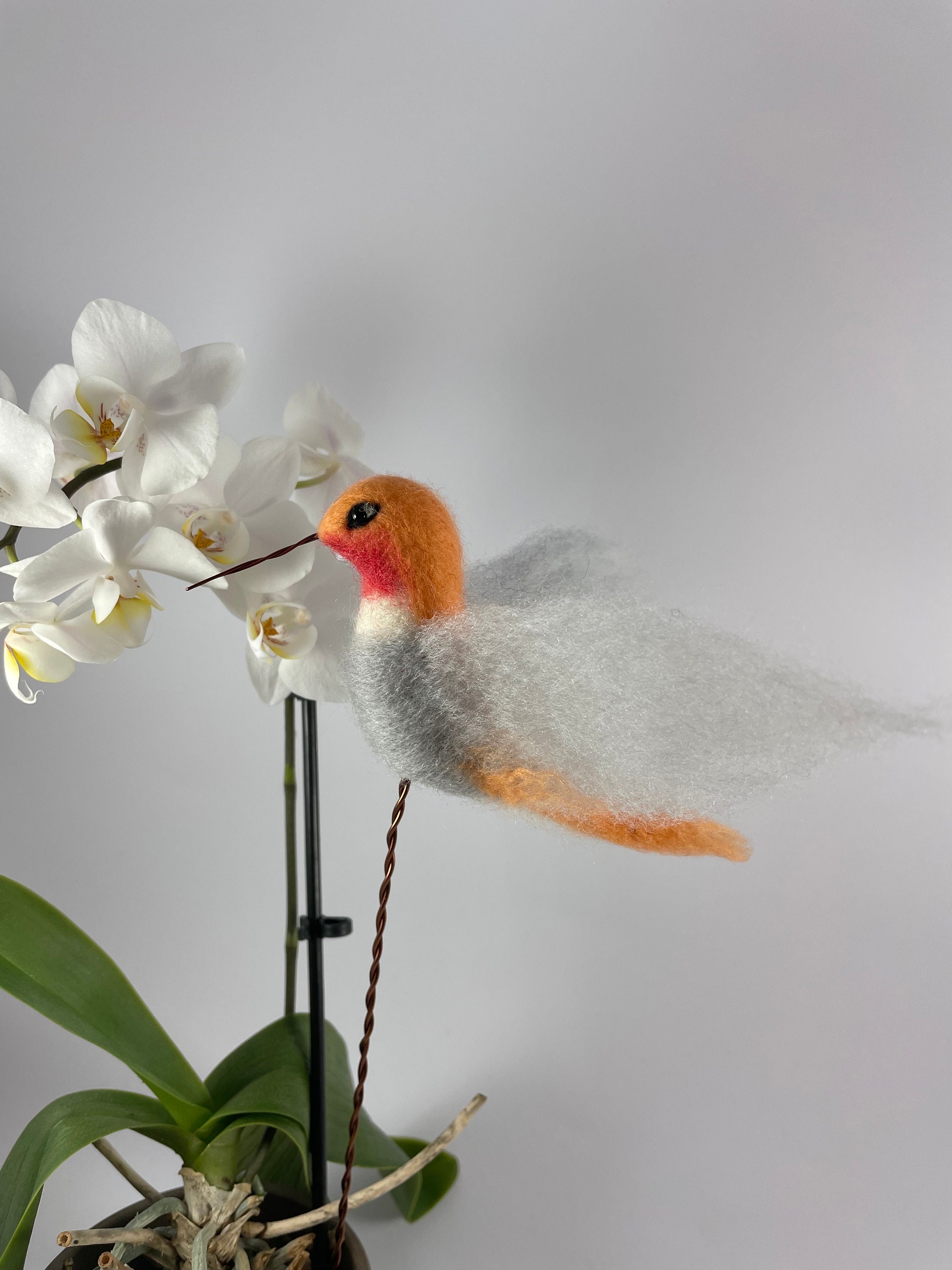 Felted Hummingbird Handmade Hummingbird Needle Felted Plant Stake Flower Pot - Etsy