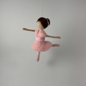 Handmade Mini Ballerina Needle Felted Ornament, 100% wool with tiny crystals and ribbon, great gift for ballet enthusiasts/recital gift