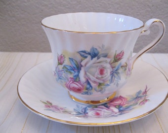 Delphine Bone China Roses Cup and Saucer England