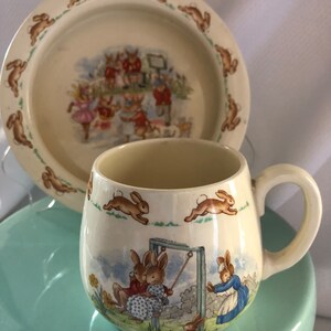 Royal Doulton Bunnykins Barbara Vernon Earthenware 1959-1975 Children’s dish Set