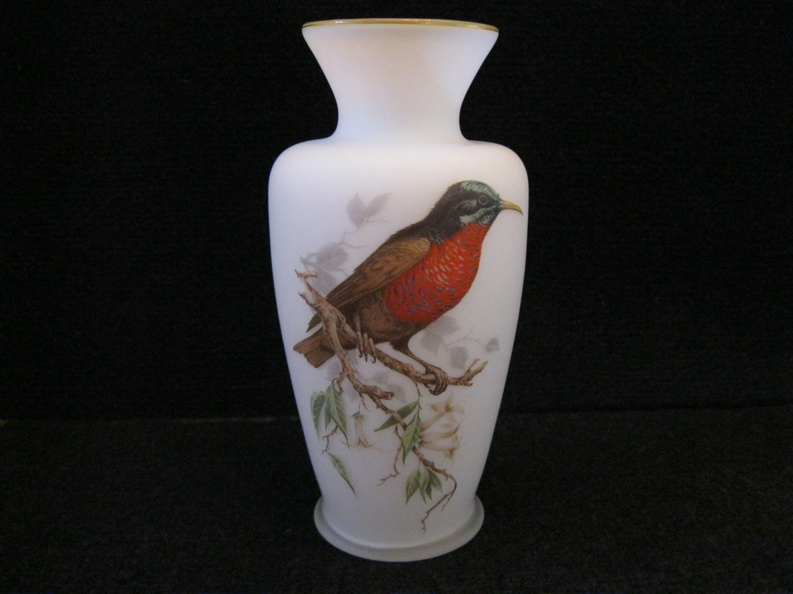 Frosted Glass Bird Beautiful Vase Etsy UK