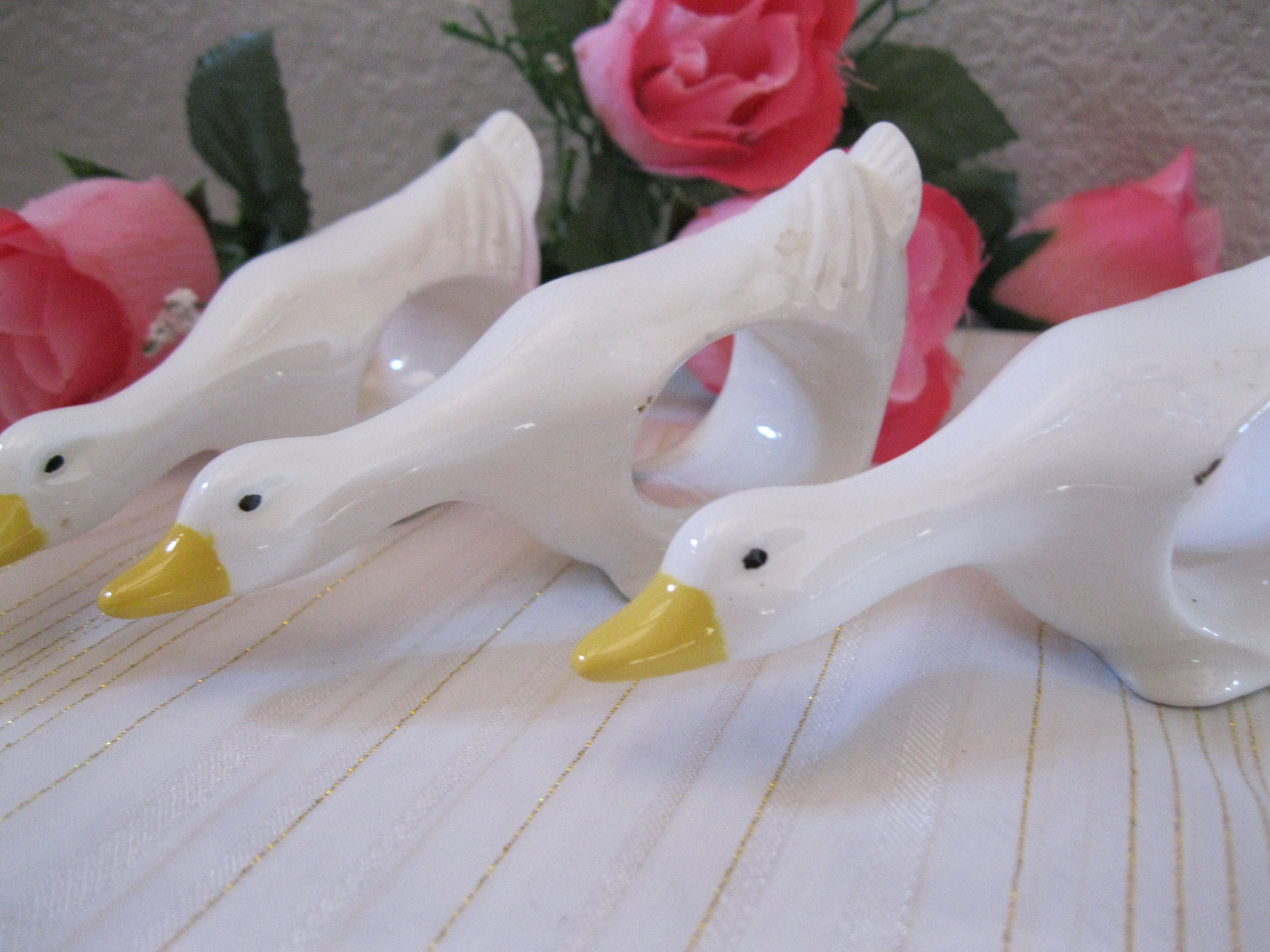 Geese Ceramic Napkin Rings Holders Set of 4 Nice Etsy
