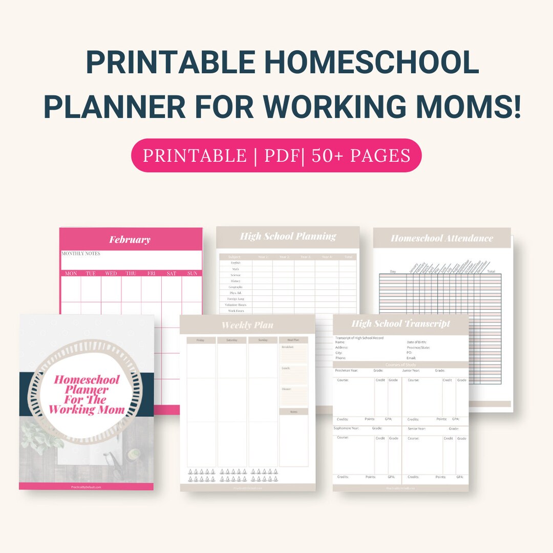 Undated Homeschool Planner for Working Moms, High School Trackers ...