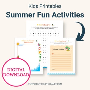 Summer Kids Activities | Summer Activity Sheets for Kids | Summer Printable Activity Bundle | Summer Coloring Pages | Summer Camp Games