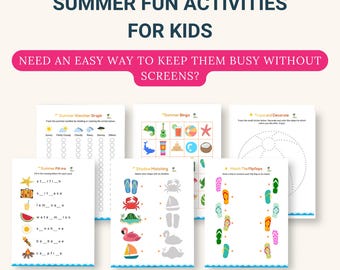 Summer Activity Sheets: Kids Printable Learning Games (PDF)