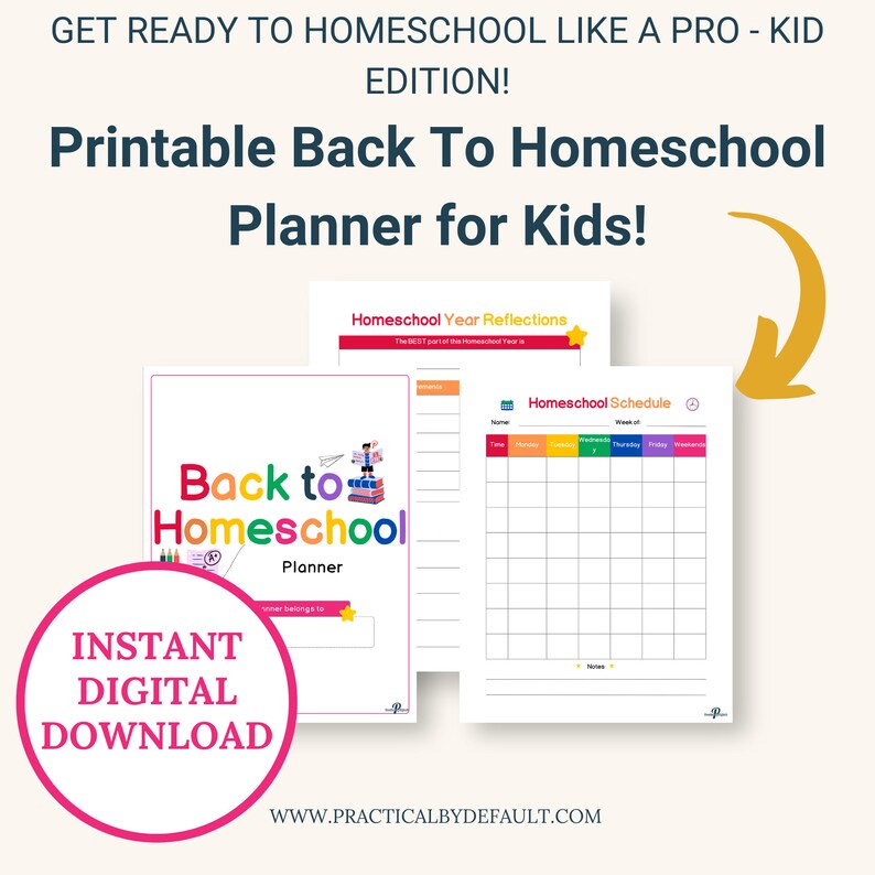 Back to Homeschool Planner for Kids: Colorful Printable (PDF) - Etsy