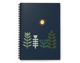 Nordic Sun Scandinavian Spiral Notebook - Ruled Line Botanical Floral Journal