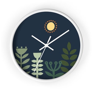 Scandinavian Wall Clock Nordic Sun Folk Design, Minimalist Style, 10 inches Housewarming Gift image 9